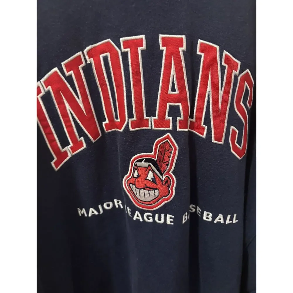 Vintage 90s Cleveland Indians Baseball Embroidered Sweatshirt L Lee Sports Wahoo